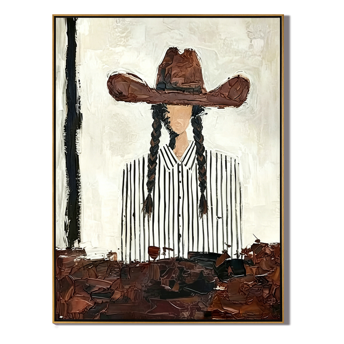 “Silent Cowgirl” – Modern Western Portrait Oil Painting