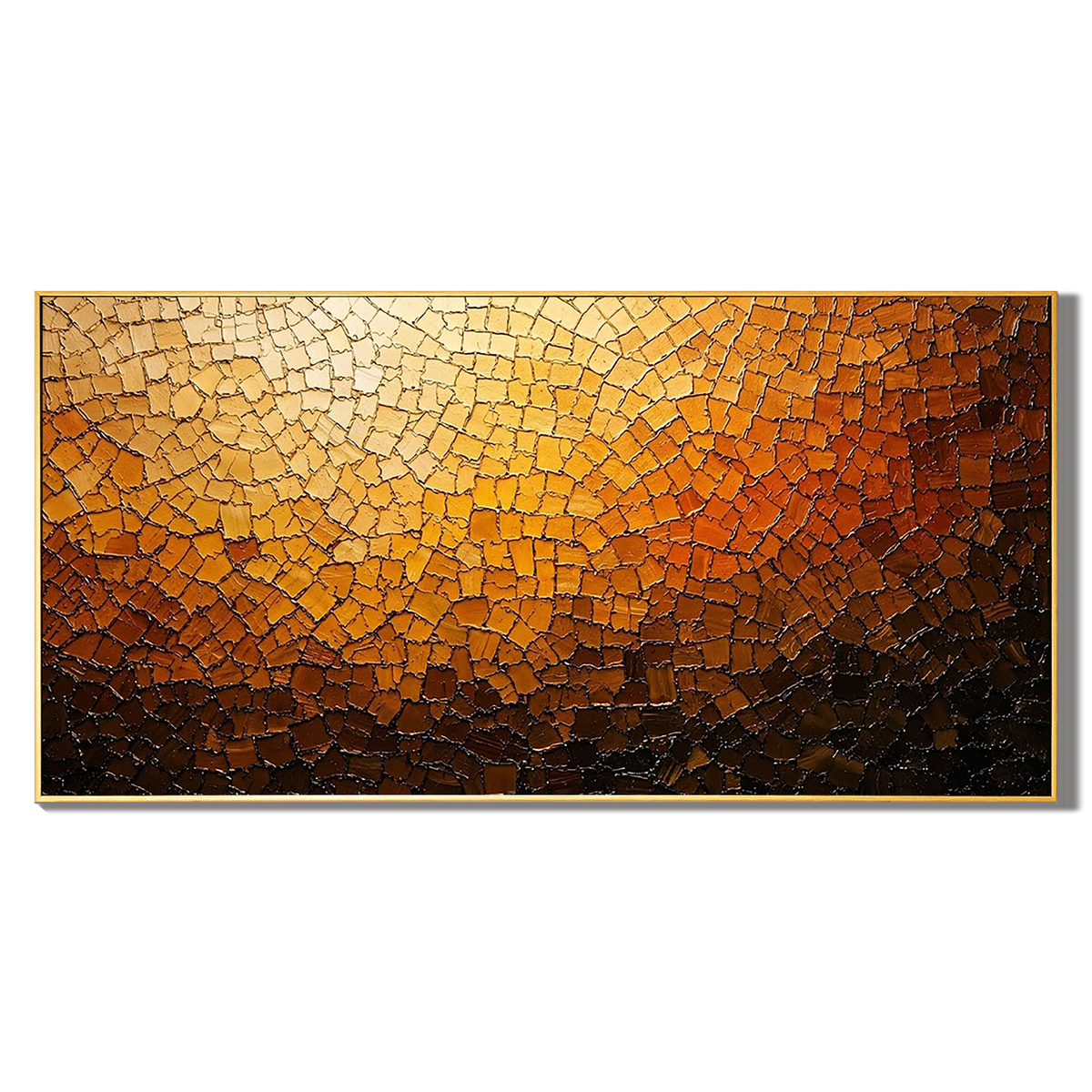 "Golden Terra" – Earth Tone Mosaic Textured Abstract Oil Painting