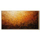 "Golden Terra" – Earth Tone Mosaic Textured Abstract Oil Painting