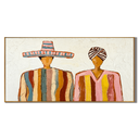 “Fiesta Companions” – Colorful Mexican Folk Impasto Oil Painting