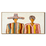 “Fiesta Companions” – Colorful Mexican Folk Impasto Oil Painting