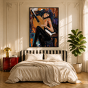 "Midnight Sonata" – Modern Figurative Musician Amber Impasto Oil Painting