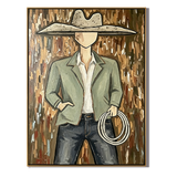 “Ranch Silence” – Modern Western Cowboy Portrait Oil Painting