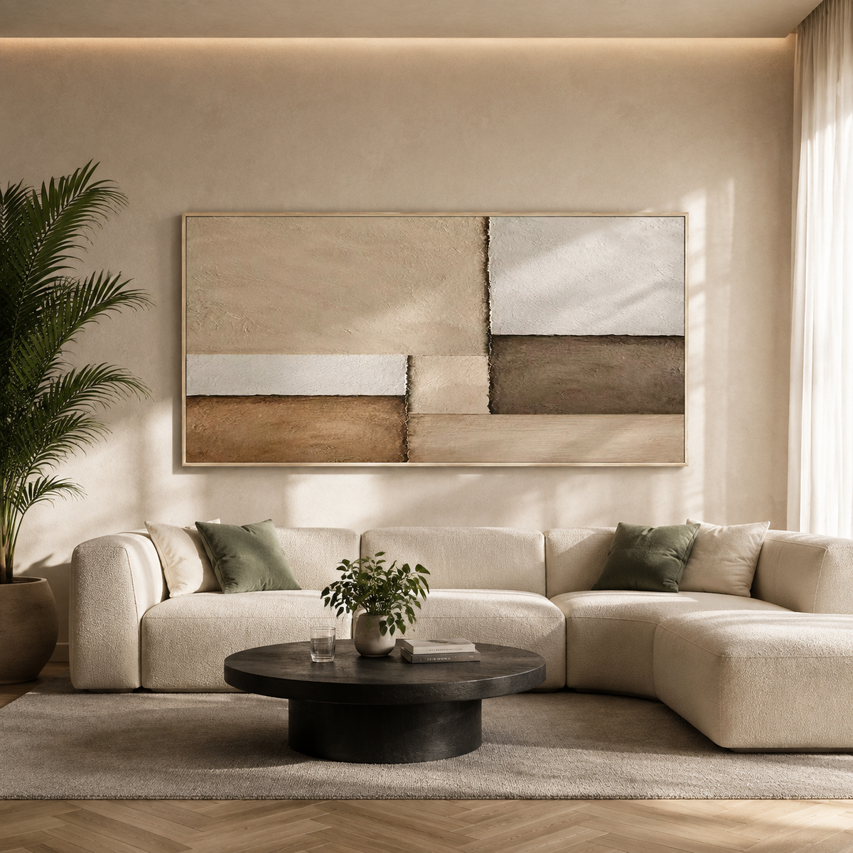 "Terra Fragments" – Wabi-Sabi Earth Tone Geometric Relief Painting