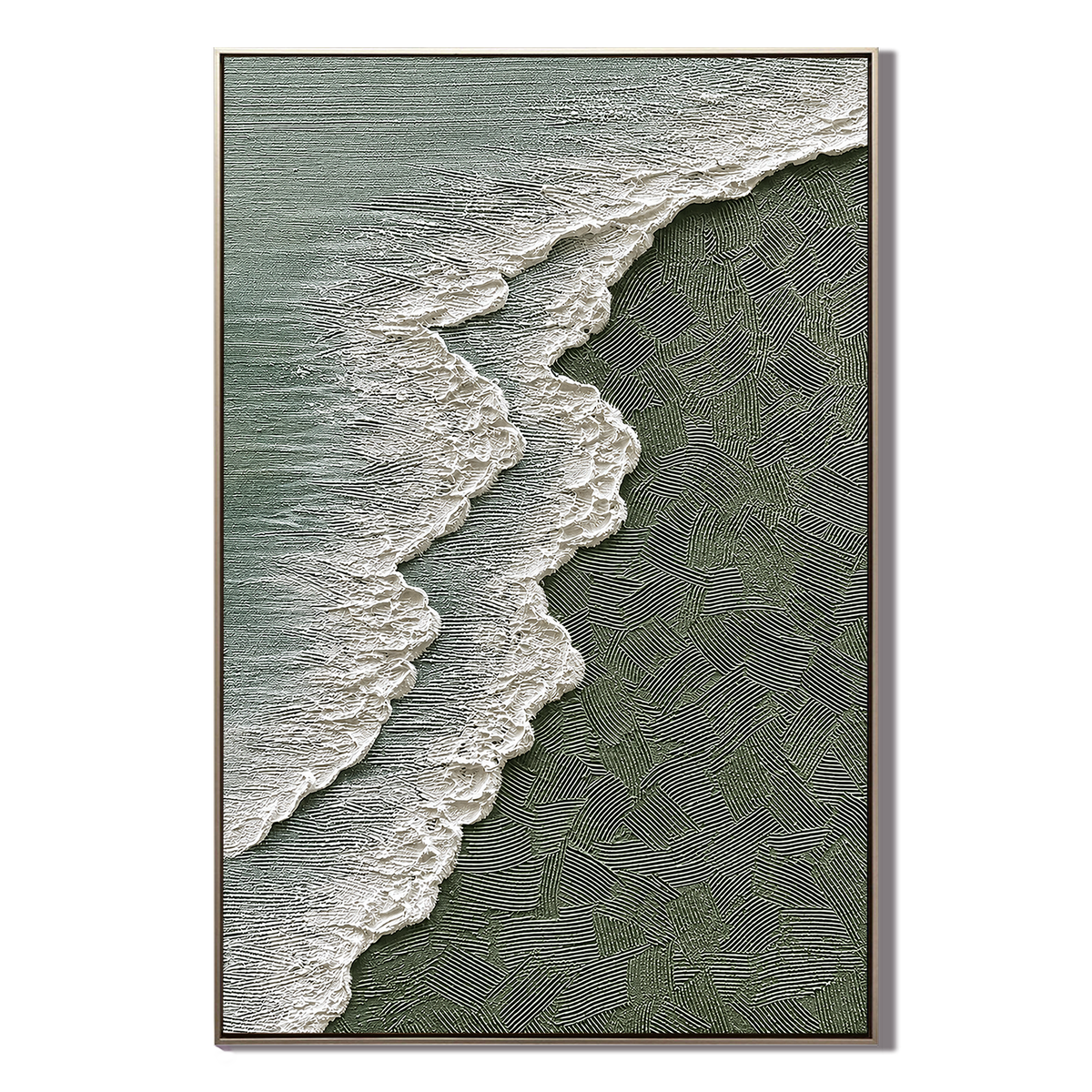"Coastal Echoes" – Textured Ocean Shoreline Abstract Painting