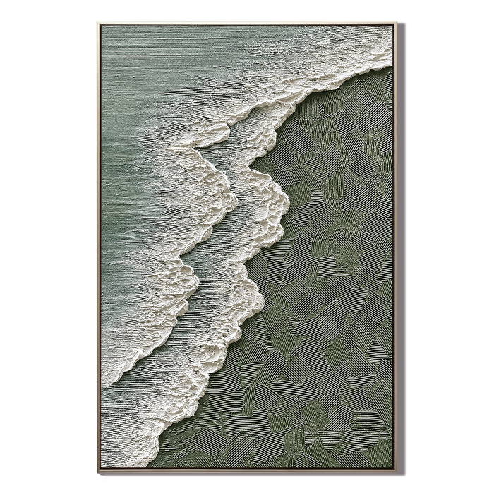 "Coastal Echoes" – Textured Ocean Shoreline Abstract Painting