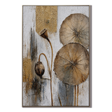 "Lotus Remains" – Zen Gold Lotus Textured Abstract Painting
