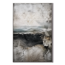 "Tectonic Reverie" – Wabi-Sabi Weathered Charcoal Grey Abstract Oil Painting
