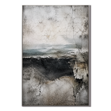 "Tectonic Reverie" – Wabi-Sabi Weathered Charcoal Grey Abstract Oil Painting