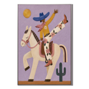 "Sunlit Acrobatic" – Whimsical Lavender Folk Art Cowgirl Impasto Painting