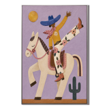 "Sunlit Acrobatic" – Whimsical Lavender Folk Art Cowgirl Impasto Painting
