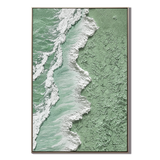 "Seafoam Shoreline" – Green Coastal Textured Abstract Painting