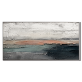 "Dark Tide" – Minimalist Coastal Horizon Textured Acrylic Painting