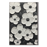 "The Understanding Flower" – Minimalist Textured Monochrome Floral Acrylic Painting
