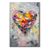"Vibrant Spectrum" – Textured Heart Palette Knife Abstract Painting