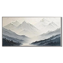 "Ascension to Serenity" – Modern White and Grey Textured Mountain Impasto Painting