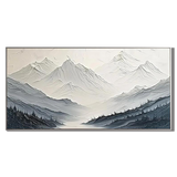 "Ascension to Serenity" – Modern White and Grey Textured Mountain Impasto Painting