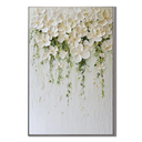 "Romantic Waterfall – Textured Impasto White Floral Modern Acrylic Painting