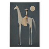 "Moonlit Nomad" – Minimalist Surrealist Equestrian Acrylic Painting