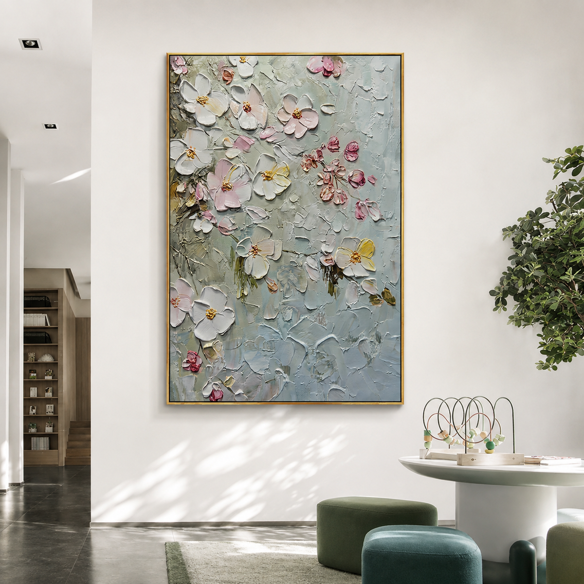 "Spring's Awakening" – Contemporary Textured Floral Blossom Palette Knife Oil Painting