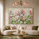 "Romantic Flower Language" – Textured Pink and White Rose Impasto Oil Painting
