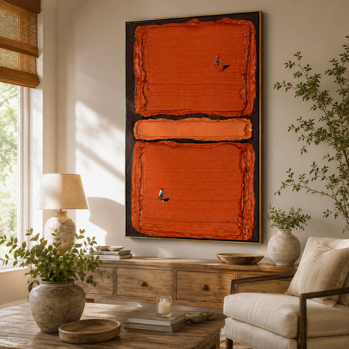 "Clay Court Solitude" – Textured Tennis Court Abstract Painting