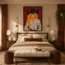 "Desert Siren" – Modern Western Cowgirl Crimson Impasto Oil Painting