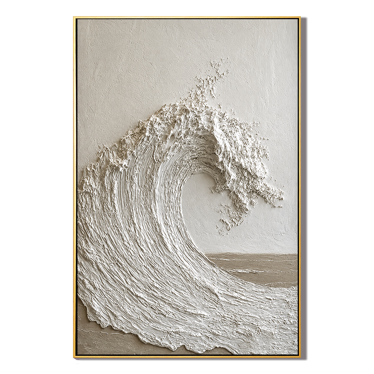 "Silent Crest" – Wabi Sabi White Wave Textured Painting