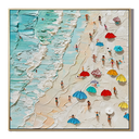 "Beachside Joy" – Coastal Beach Scene Textured Oil Painting