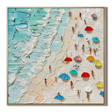 "Beachside Joy" – Coastal Beach Scene Textured Oil Painting