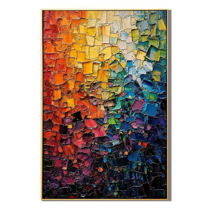 "Chromatic Pulse" – Colorful Rainbow Textured Abstract Painting