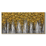 “Golden Bloom Cascade” – Luxury Floral Impasto Oil Painting