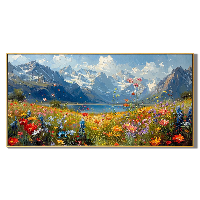 "Mountain Romance" – Impressionist Mountain Meadow & Wildflower Oil Painting