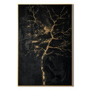 "Gilded Veins" – Black Gold Tree Textured Abstract Painting