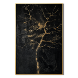 "Gilded Veins" – Black Gold Tree Textured Abstract Painting