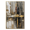 "Urban Relic" – Industrial Black Gold Textured Abstract Painting