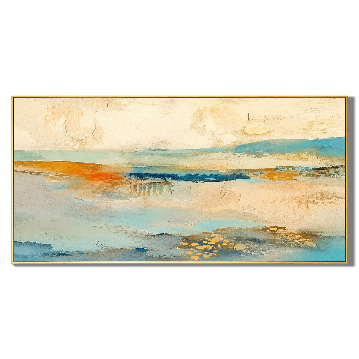 "Coastal Drift" – Wabi-Sabi Sand and Aqua Textured Abstract Acrylic Painting