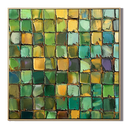"Verdant Mosaic" – Green Gold Textured Abstract Painting