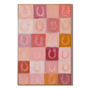 "Blush Fortune" – Modern Pink Grid Textured Horseshoe Abstract Impasto Painting