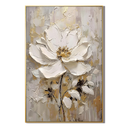 "Luminous Bloom" - Gilded White Magnolia 3D Sculptural Impasto Acrylic Painting with Gold Leaf Accents