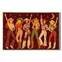 "Cosmic Cowgirls" – Retro Burgundy Boho Western Figurative Oil Painting
