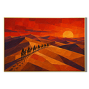 "Crimson Dunes" – Geometric Desert Sunset Textured Oil Painting