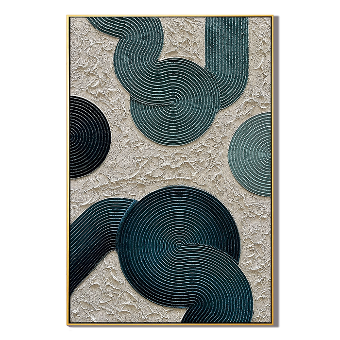 "Emerald Rhythm" – Modern Geometric Textured Abstract Painting