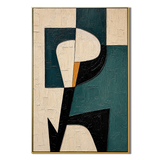 "Modern Muse" – Teal Black Geometric Figure Abstract Painting