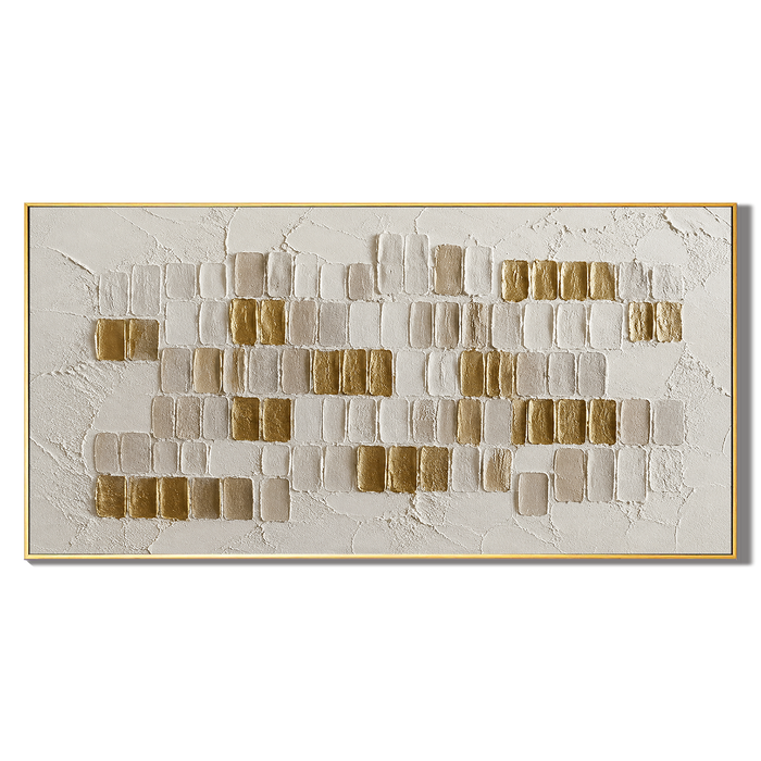 "Radiant Stillness" – Wabi-Sabi Cream and Gold Textured Abstract Acrylic Painting