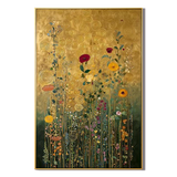 "Golden Flower Cluster" – Art Nouveau Klimt-Style Floral Gold Foil Painting