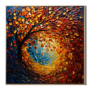 "Autumn Radiance" – Colorful Tree Landscape Textured Oil Painting