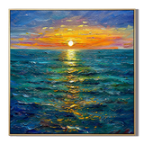 "Golden Horizon" – Ocean Sunset Textured Oil Painting