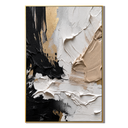 "Gilded Contrast" – Black White Gold Textured Abstract Painting