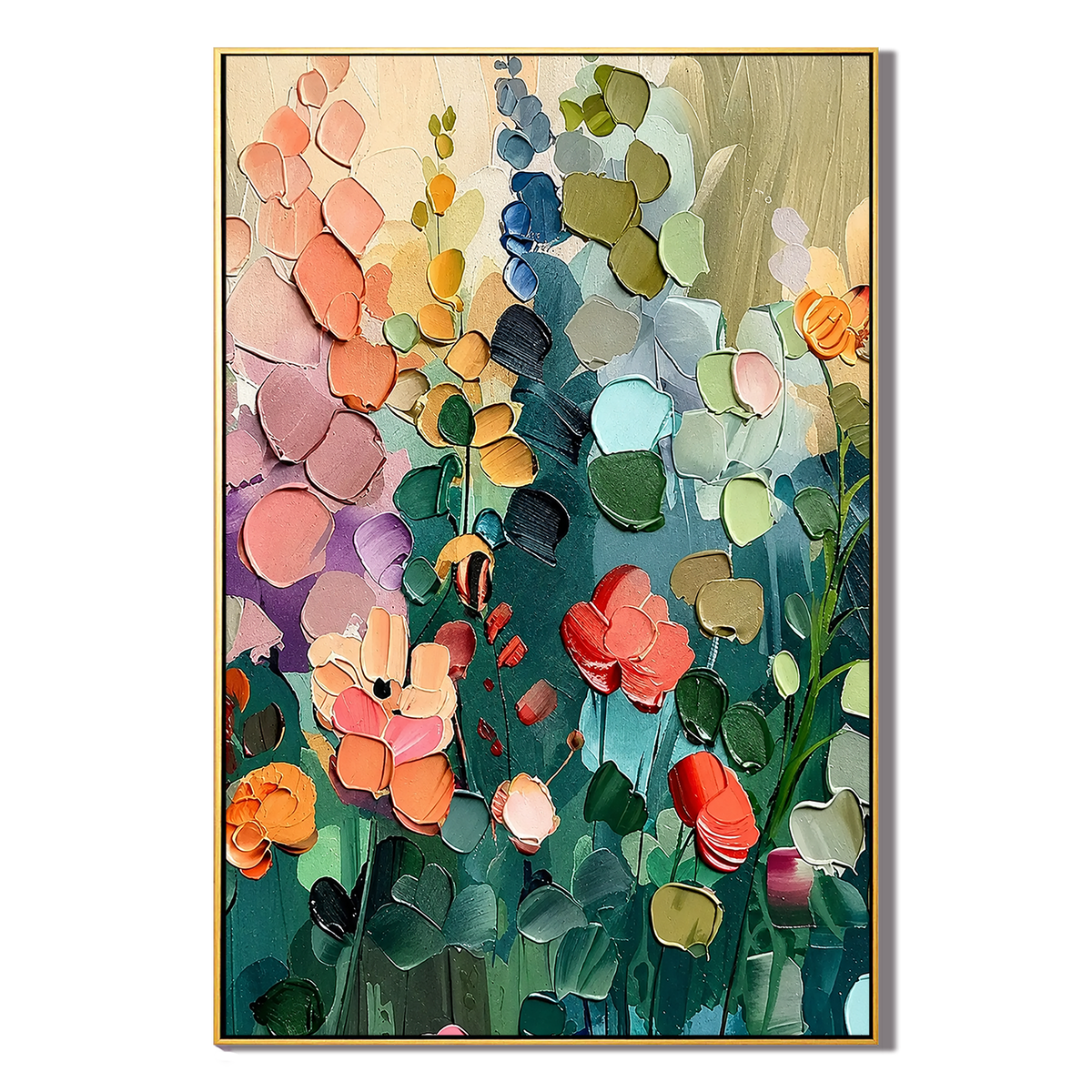 "Botanical Daydream" – Colorful Garden Floral Textured Painting